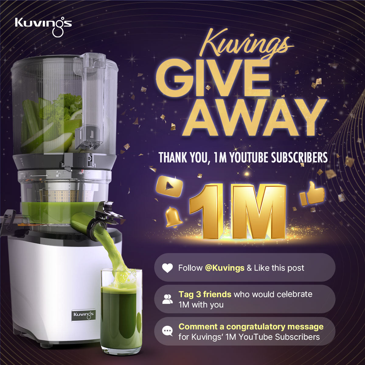 Kuvings Hosts Global Instagram Giveaway to Celebrate 1 Million YouTube Subscribers