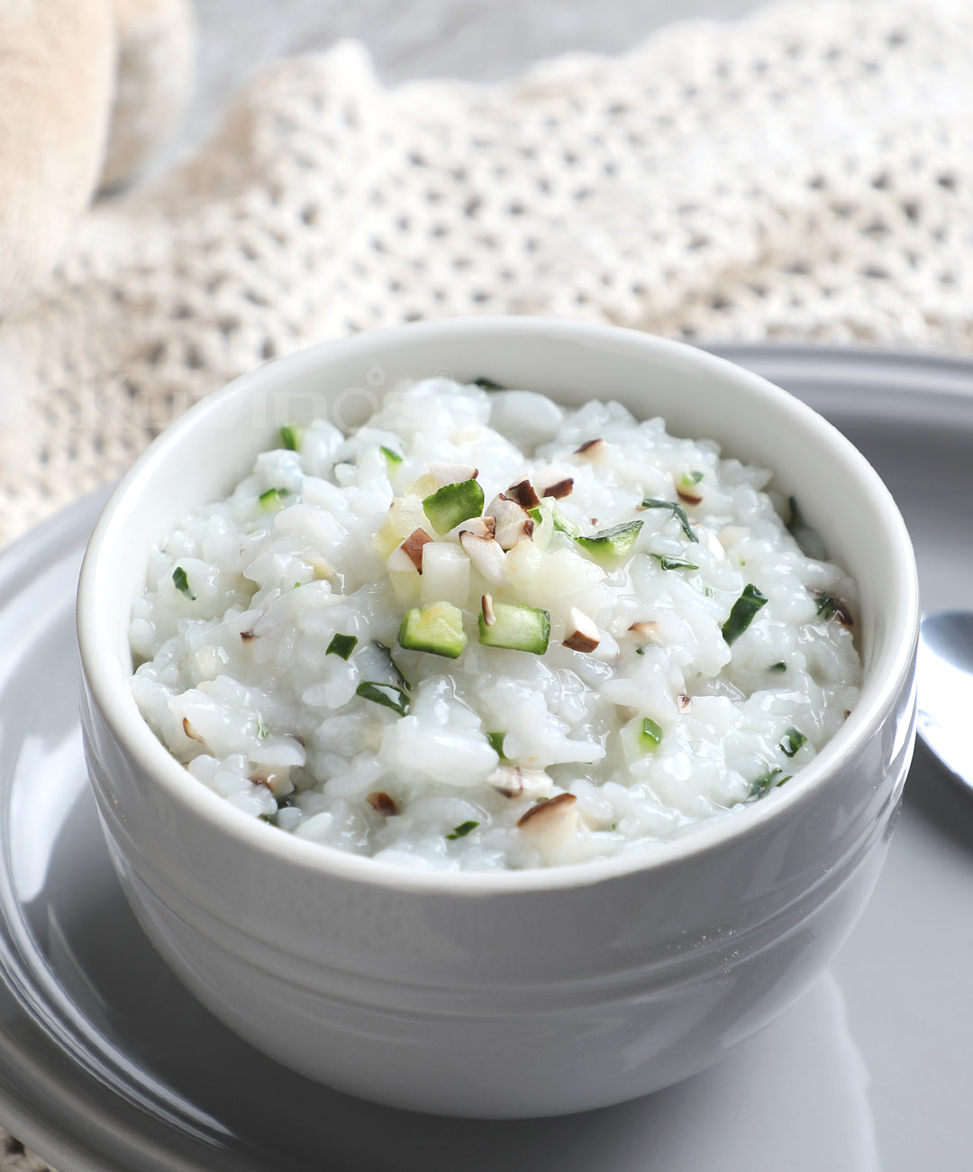 Soft Boiled Rice with Zucchini and Shiitake Mushroom